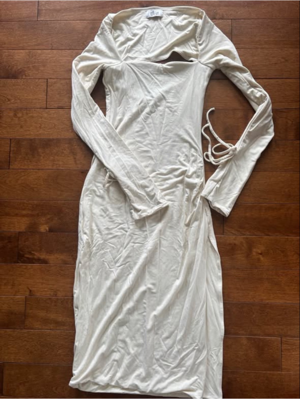 Oh Polly Cream Long Sleeve Wrap-Front Maxi Dress